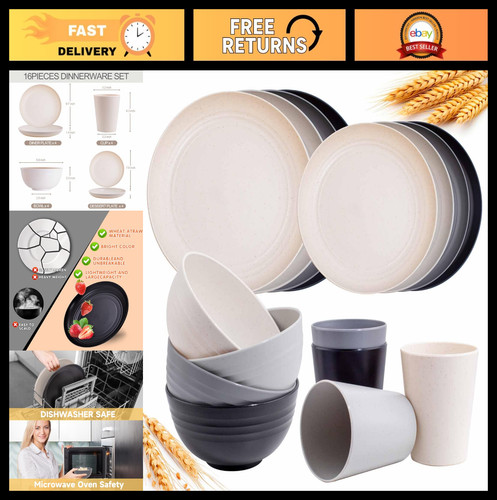 16pcs unbreakable wheat straw - wheat,